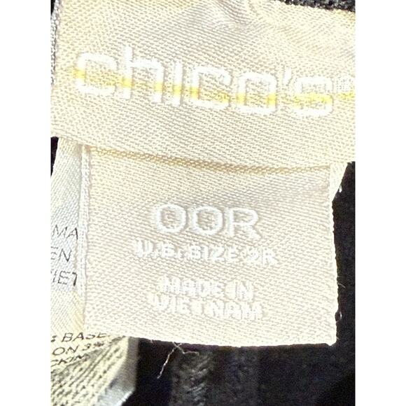 Chico's Women's Black Damask Mid Rise Pull On Straight Leg Pants Career Size 00R - Picture 3 of 3